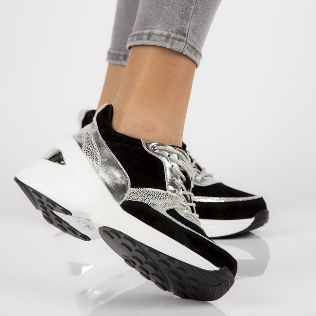 Leather Sneakers Filippo DP2056/21 BK SI black