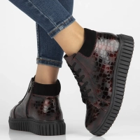 Skórzane botki na platformie Filippo DBT6368/24 BG bordowe