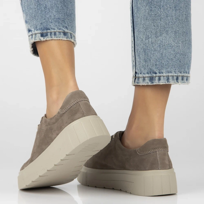 Skórzane półbuty na platformie Filippo DP6454/24 TP taupe