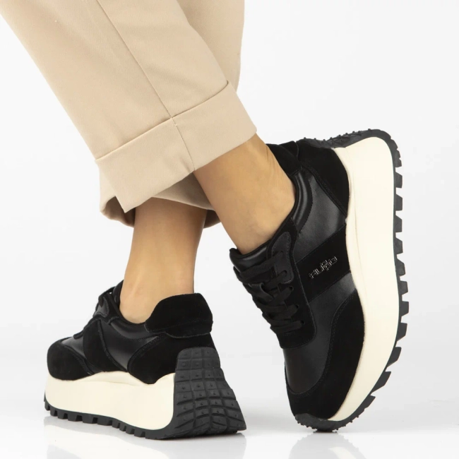 Leather sneakers Filippo DP6785/25 BK black