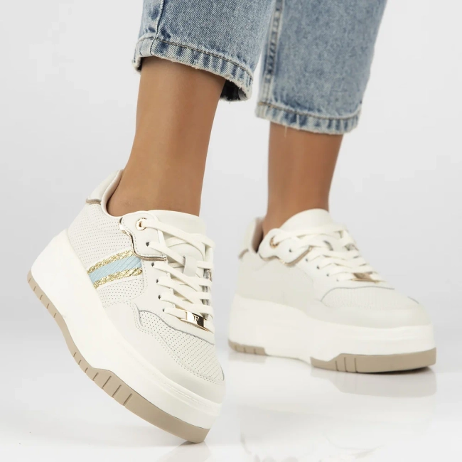 Leather sneakers Filippo DP6725/25 WH BL white