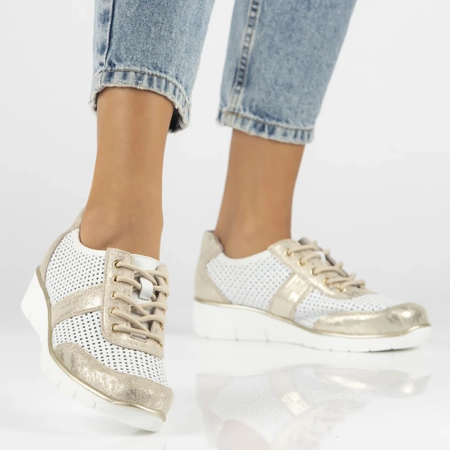 Leather shoes Filippo DP028/24 WH GO white gold