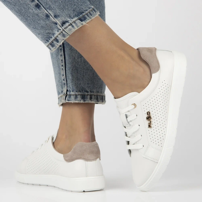 Skórzane sneakersy Filippo DP6738/25 WH BE biało-beżowe