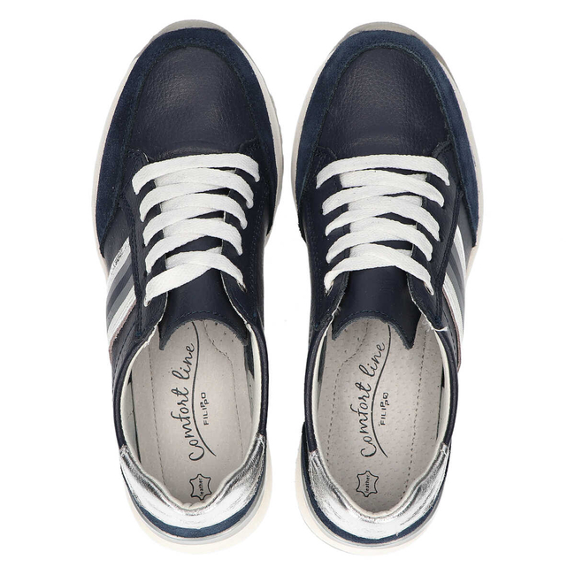 Skórzane półbuty Filippo DP1420/20 NV granatowe