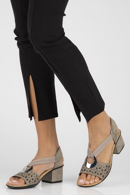 Leather sandals Rieker 64677-64 beige