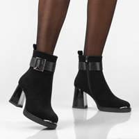 Leather heeled ankle boots Filippo DBT8014/26 BK SU black