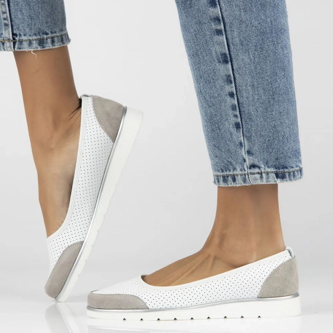 Leather shoes Filippo DP4524/25 WH GR white-grey