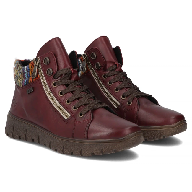 Leather ankle boots Rieker N1305-35 burgundy
