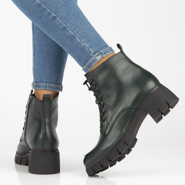 Skórzane trzewiki Simen 4477A Zielone