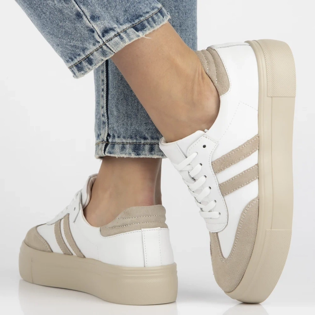 Leather sneakers Filippo DP6841/25 WH BE white