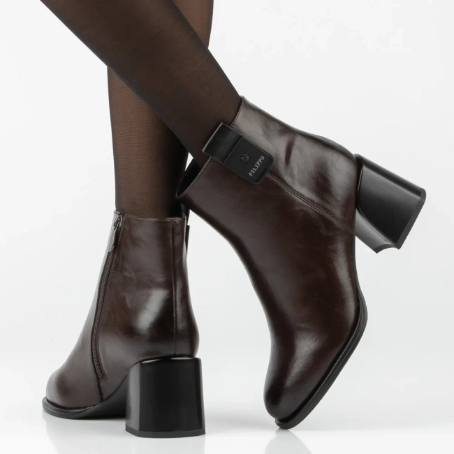 Leather heeled ankle boots Filippo DBT8126/26 D BR brown