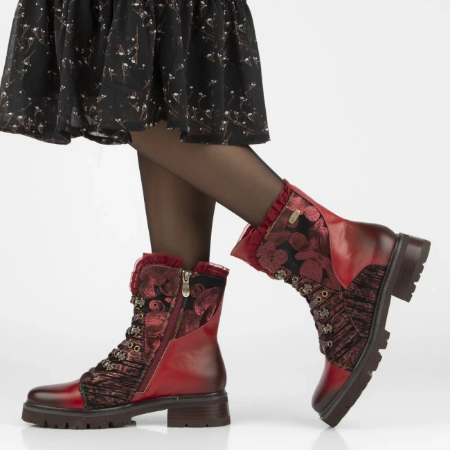 Leather ankle boots Laura Vita kouleo16 red