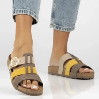 Leather flip-flops Yokono JERBA-137 NOBUCK MULT CIT brown