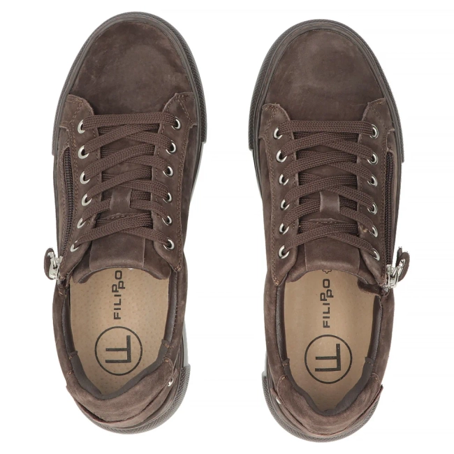 Skórzane sneakersy Filippo DP7653/26 D BR brązowe