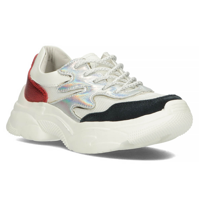 Skórzane sneakersy  Filippo DP1410/20 WH RD białe
