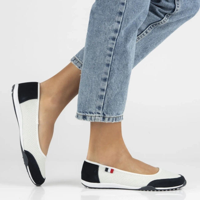 Leather ballerinas Filippo DP142/25 WH NV white-navy