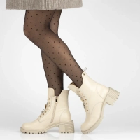 Skórzane botki na obcasie Filippo DBT7132/25 BE beżowe