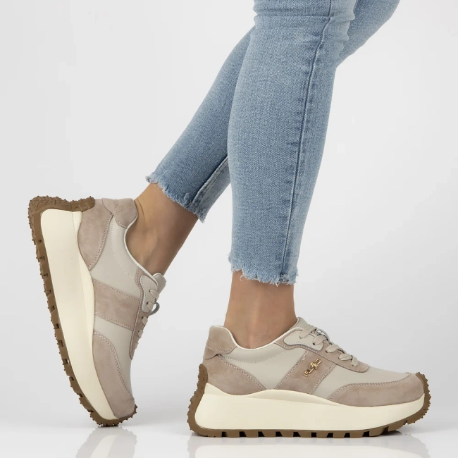 Skórzane sneakersy Filippo DP6785/25 BE beżowe