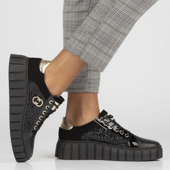 Skórzane półbuty na platformie Filippo 168 czarne