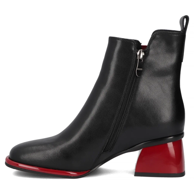 Leather heeled ankle boots Filippo DBT7374/26 BK RD black
