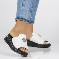 Leather slippers Filippo DK3872/22 WH white