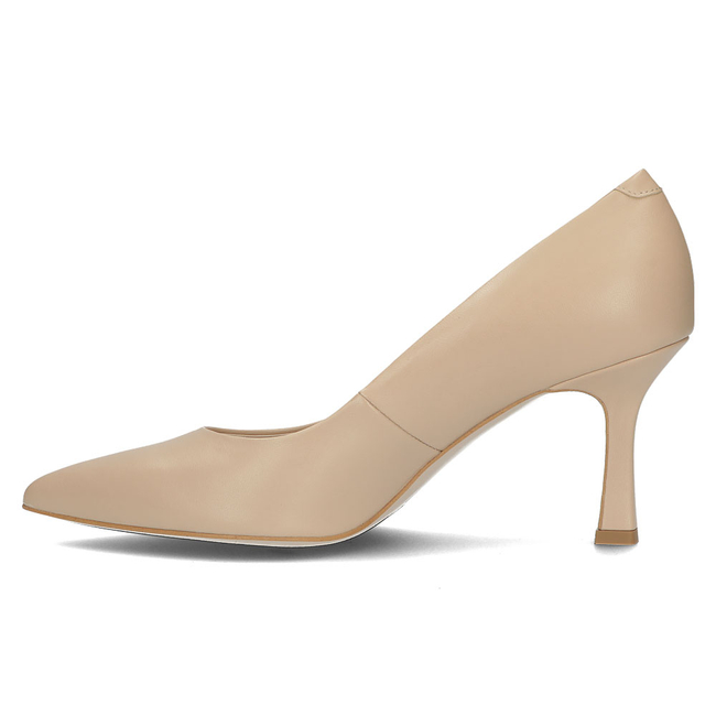 Skórzane czółenka Bravo Moda 0059 beżowe