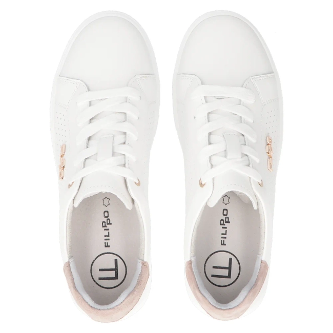 Skórzane sneakersy Filippo DP6738/25 WH BE biało-beżowe