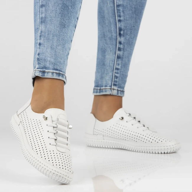 Skórzane półbuty Filippo DP6837/25 WH białe