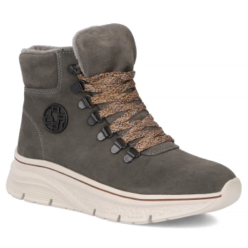 Skórzane botki na platformie Filippo DBT7290/25 GR szare