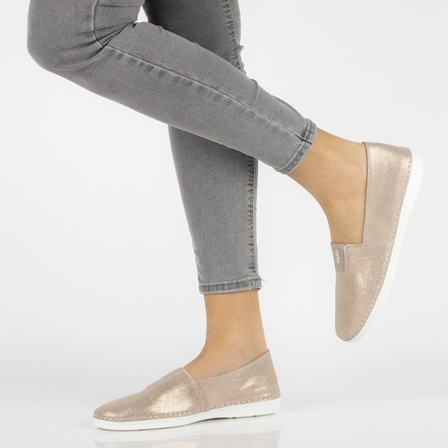 Skórzane półbuty slip-on Filippo DP2134/21 GO złote