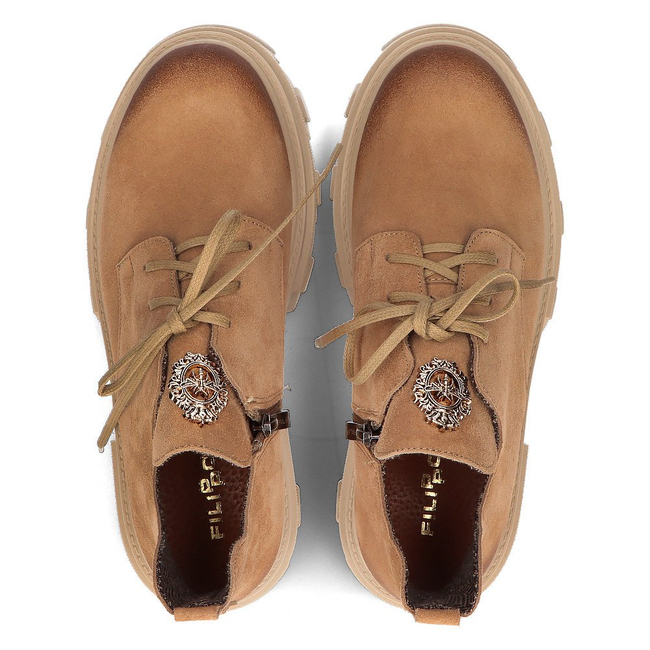 Skórzane trzewiki Filippo 30056 beżowy welur