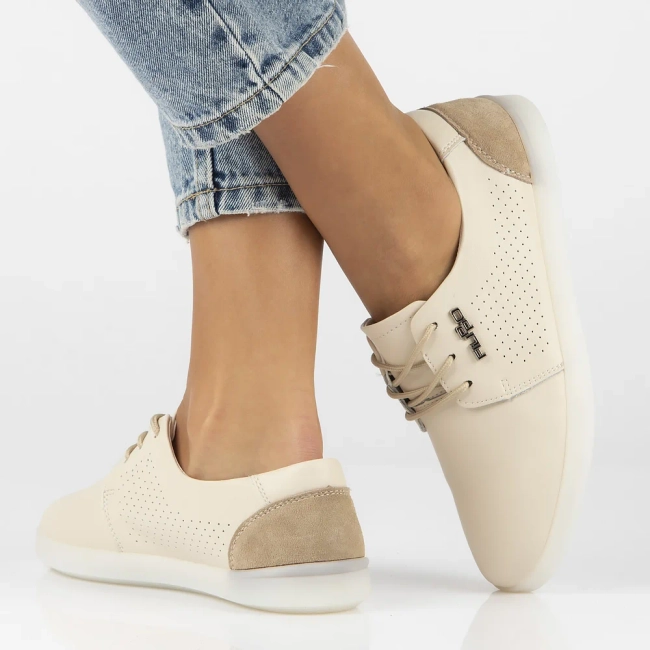 Skórzane półbuty Filippo DP6014/24 BE beżowe