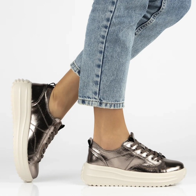 Leather sneakers Filippo DP6795/25 GN gun metal