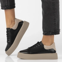 Leather sneakers Filippo DP6119/26 BK BE black-beige