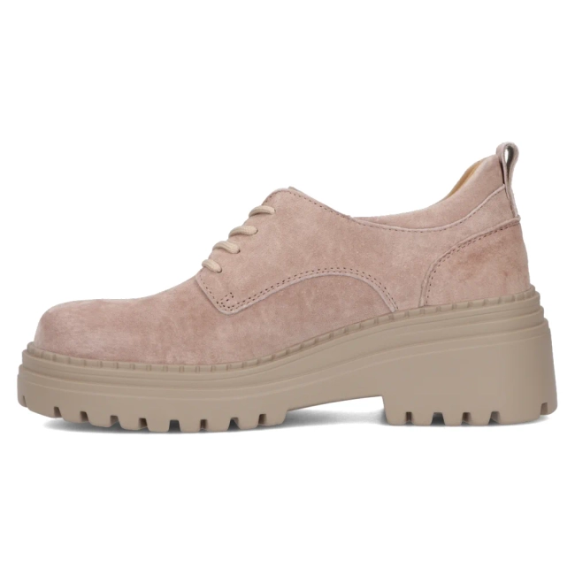 Skórzane półbuty na platformie Filippo DP6123/24 TP taupe