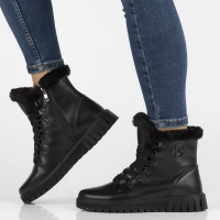 Skórzane botki na platformie Filippo DBT6363/24 BK czarne