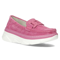 Skórzane półbuty na platformie Filippo DP4552/23 FH różowe