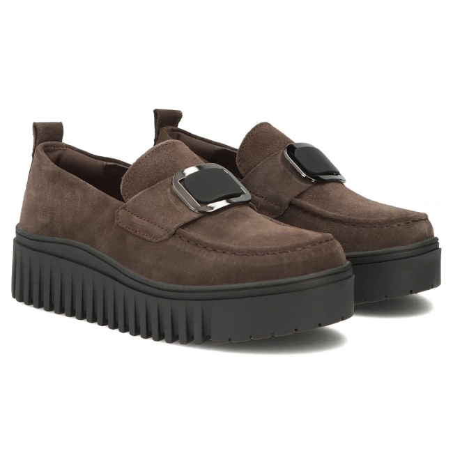 Skórzane półbuty na platformie Filippo DP8269/26 D BR brązowe