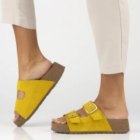 Leather flip-flops Yokono WIWI-003 SERRAJE CITRON yellow