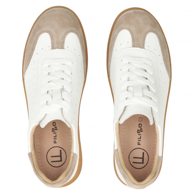 Leather sneakers Filippo DP6128/26 WH BE white