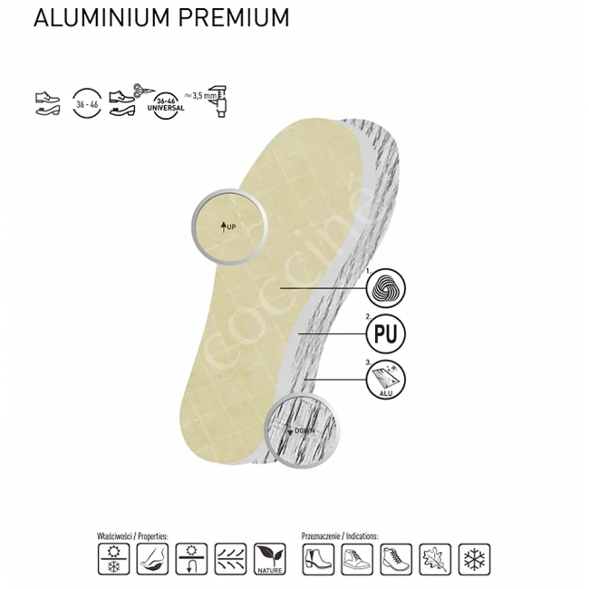 Coccine warm winter aluminium insole