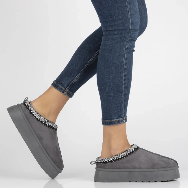 Fur slippers Filippo DK6662/24 GR grey