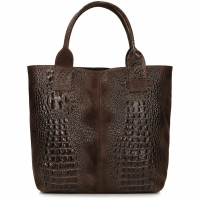 Brown leather handbag Toscanio 1101 croco