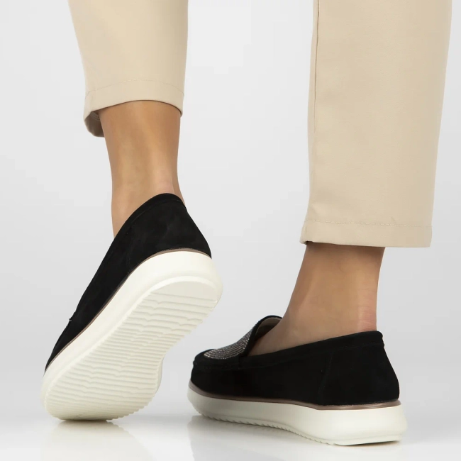 Skórzane mokasyny Filippo DP6759/25 BK czarne