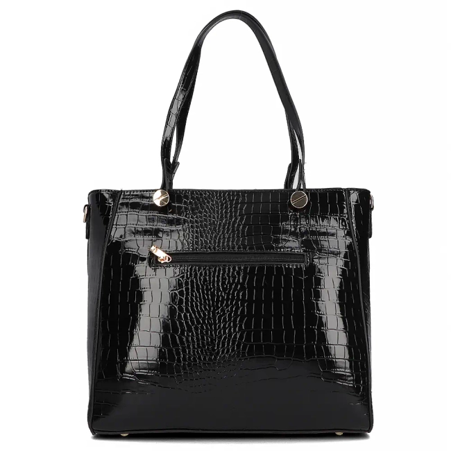 Black shopper bag croc effect