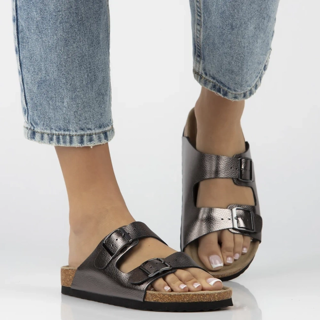 Leather flip-flops Filippo DK7062/25 GN gun metal