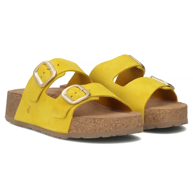 Leather flip-flops Yokono WIWI-003 SERRAJE CITRON yellow