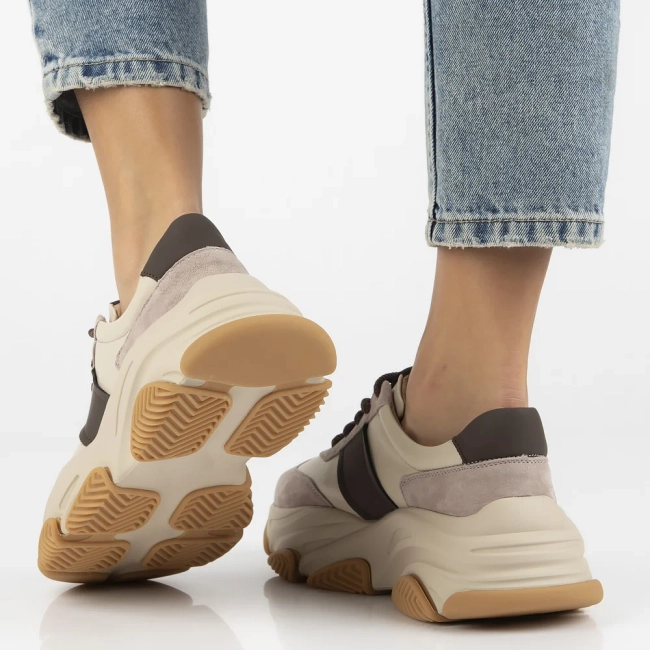 Skórzane sneakersy Filippo DP7113/25 BE beżowe