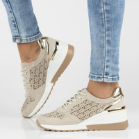 Skórzane sneakersy Filippo DP4669/23 BE beżowe