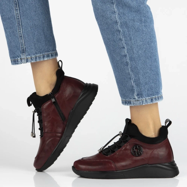 Leather ankle boots Filippo DBT7168/25 BG burgundy